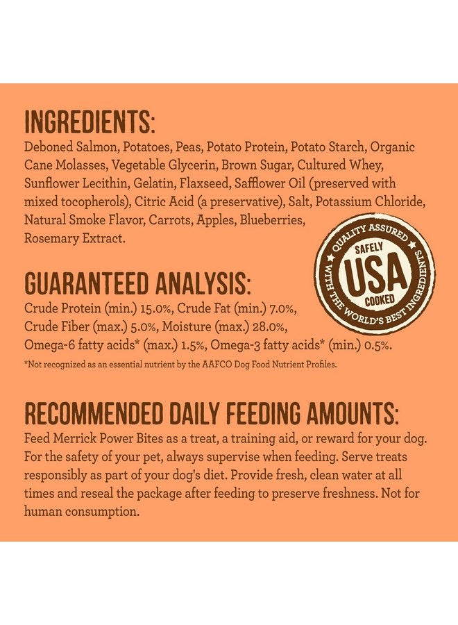ميريك وجبة خفيفة من اللحوم الطبيعية الناعمة والقابلة للمضغ من Merrick Power Bites للكلاب، خالية من الحبوب مع وصفة سمك السلمون الحقيقي - كيس 6 أونصة - Image 5