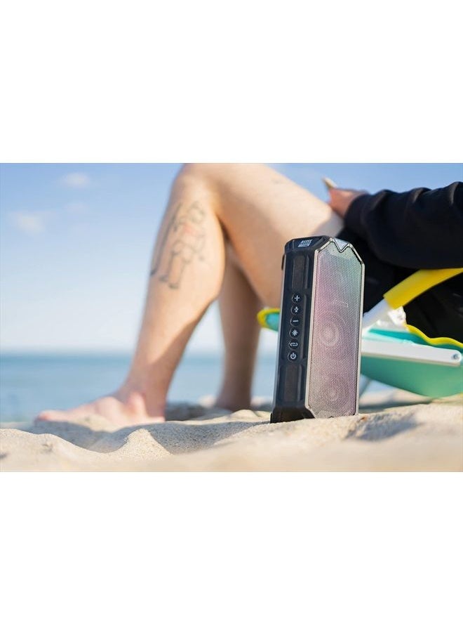 Altec Lansing - HydraBoom Bluetooth Speakers, USB Type-C Rechargeable Waterproof Portable Speaker Wireless Phone Charget, Stereo Speaker with LED Lights, Floats in Water, 16 Hour Playtime (Black) - Image 1