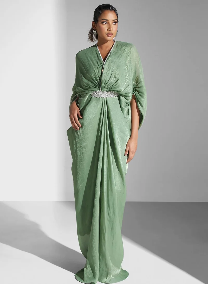 Yaser albik Draped Satin Dress
