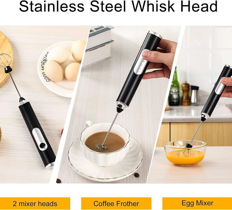 Konquer TimeS Rechargeable Milk Frother – Handheld Electric Coffee Frother, 3-Speed Stainless Steel Whisk for Lattes, Matcha, Hot Chocolate, and Frappe with 1- Whisk and 1- Frother (Premium) - Image 2