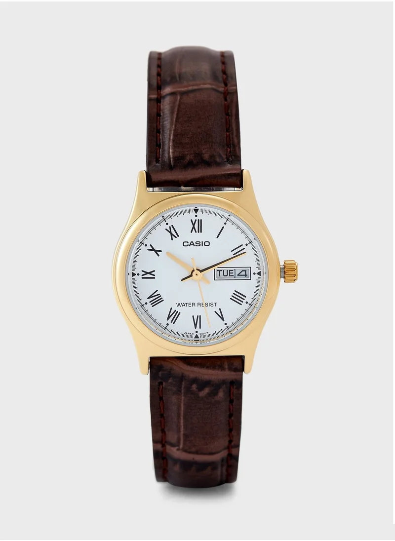 CASIO Leather Strap Analog Watch
