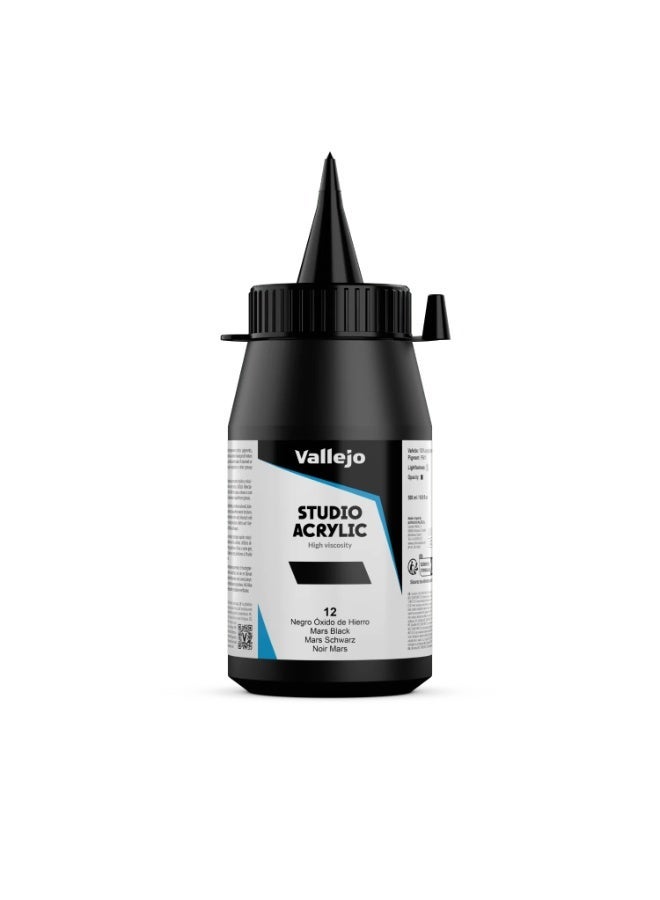 فاليجو ألوان أكريليك احترافية للفنانين والاستوديوهات - أسود مارس، صبغة عالية، تغطية سلسة على القماش والخشب - 500 مل