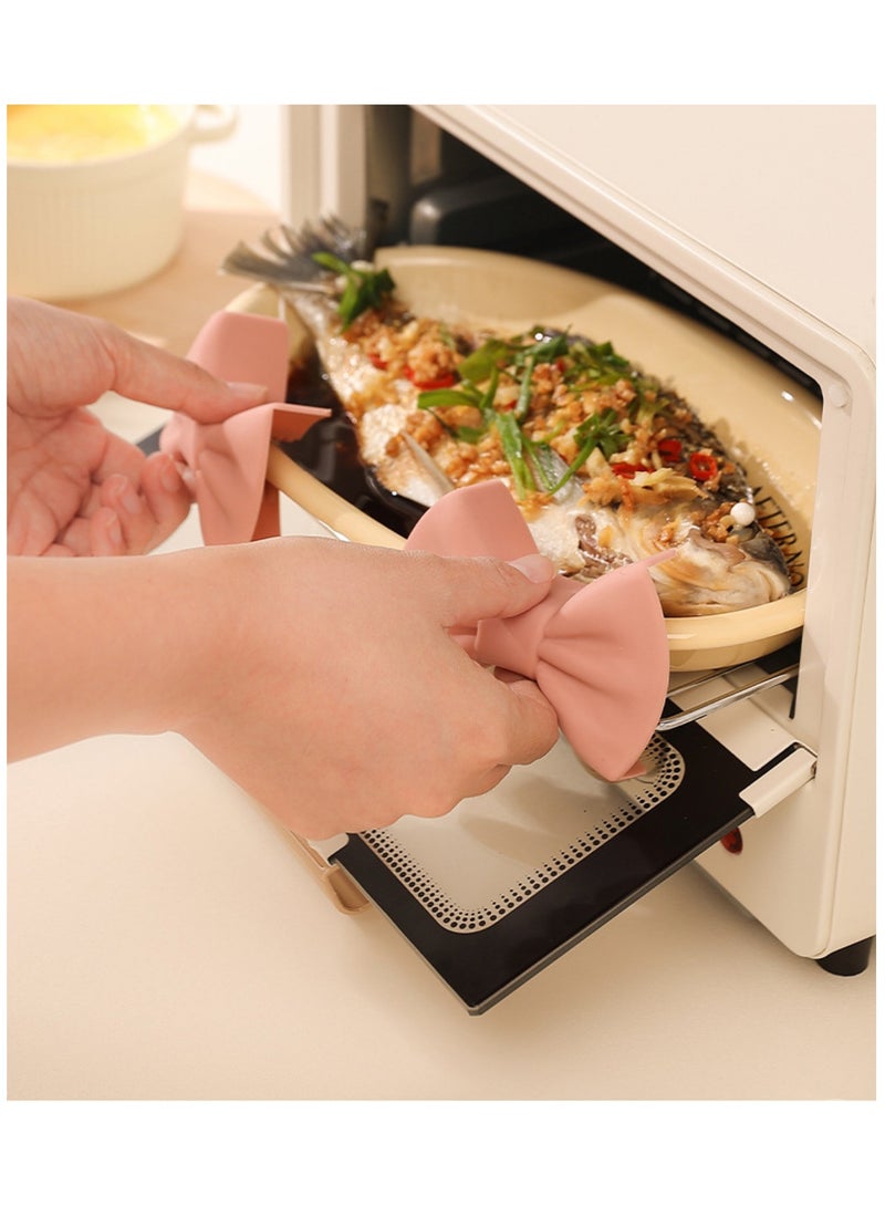 2pcs Silicone Oven Mitts Creative Bow Shape Oven Gloves Heat  - Image 5