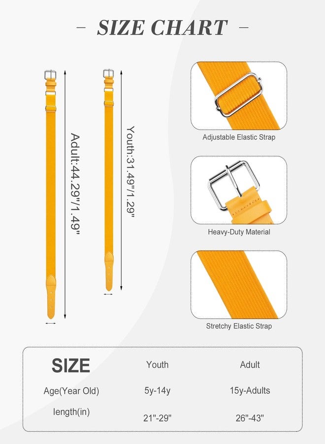 ستيل حزام ستيلي للبيسبول/السوفتبول/الكرة اللينة، حزام رياضي مرن قابل للتعديل للبنات، حزام زي رياضي للأولاد، مقاسات للشباب والكبار (أصفر، للأطفال) - Image 3