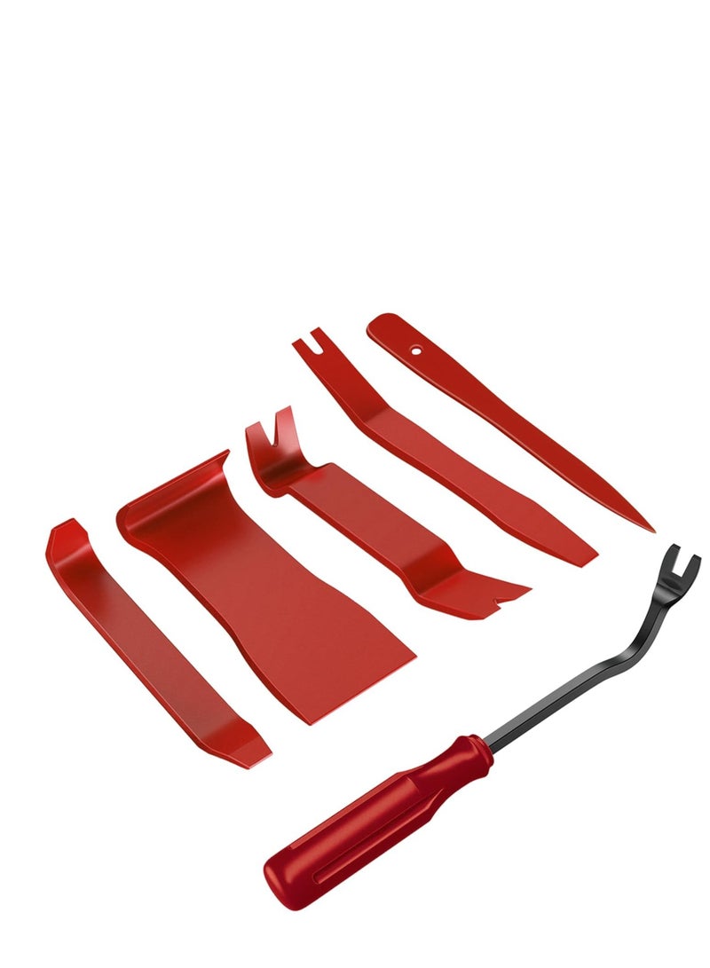Generic 6-Piece Auto Trim Removal Tool Set Anti-Scratch Removal Tool Kit for Car Audio, Dashboard, Doors, Windows Red  - Image 1