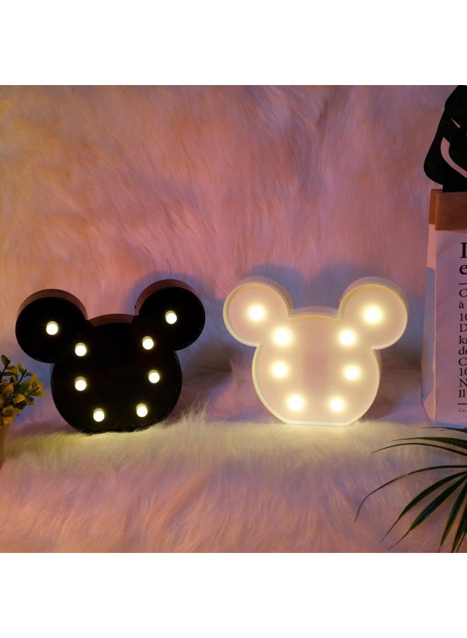 Holiday Lamp Mickey Mouse LED Lamp Mickey Animal Modeling Lamp Creative Bedroom Bedside Decoration Lamp Cross-border-Specifications:White Unicorn-Power:Battery Type