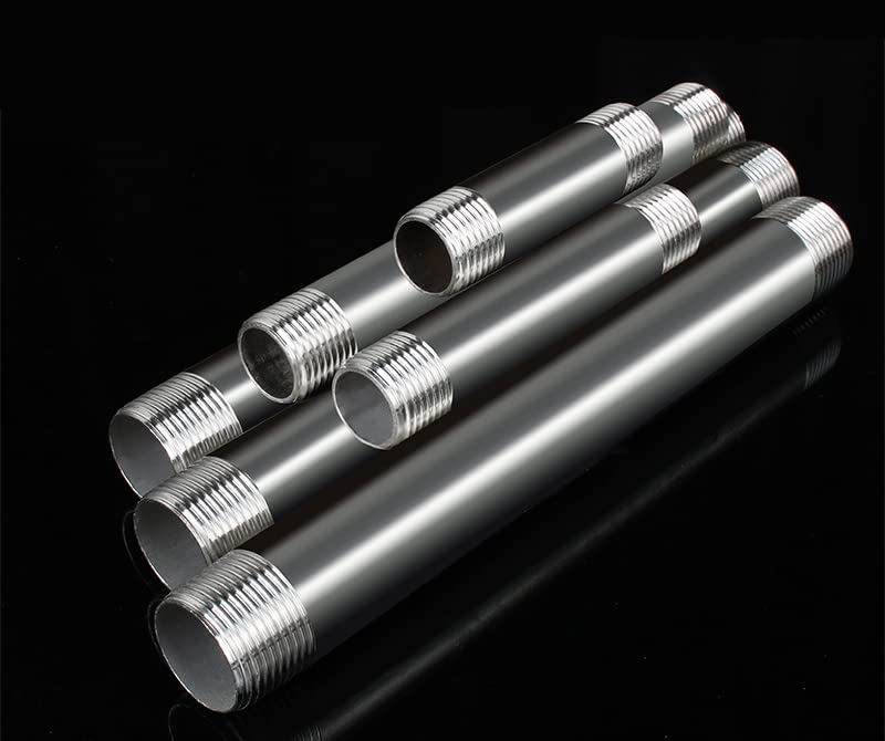 Fitvell 304 Stainless Steel Nipple Pipe Fitting 1/2" NPT X 1/2" NPT Male Thread Cast Pipe Fittings 4" 100mm Length (pack of 2) - Image 3