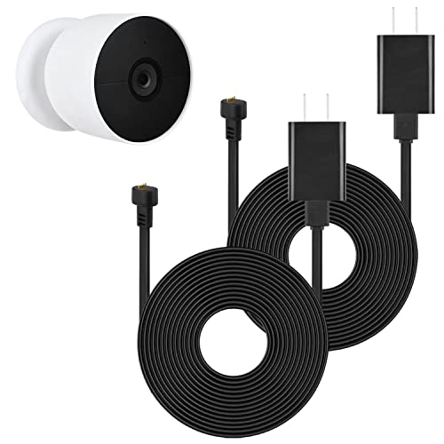 wochel 2Pack Power Cable Compatible with Google Nest Cam Outdoor or Indoor, Battery, 30Ft/9.1m Weatherproof Outdoor Cable Continuously Charging Your Nest Camera (Black) - Image 1