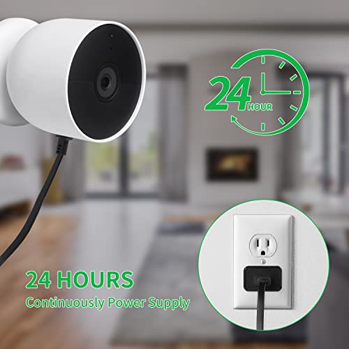 wochel 2Pack Power Cable Compatible with Google Nest Cam Outdoor or Indoor, Battery, 30Ft/9.1m Weatherproof Outdoor Cable Continuously Charging Your Nest Camera (Black) - Image 4