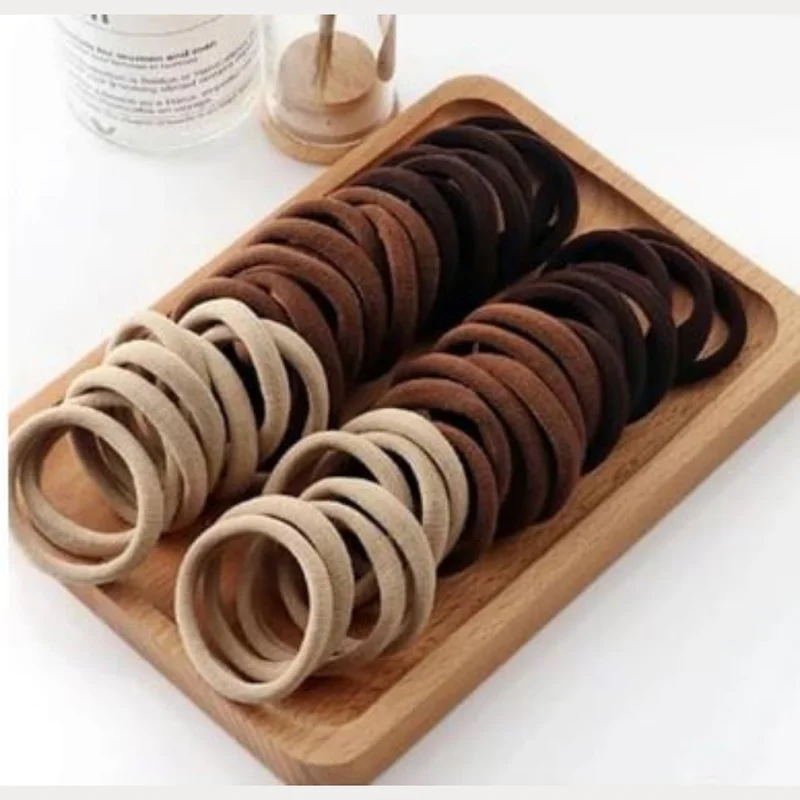 انجيلكا Women Brown Medium Size Towel Elastic Hair Clip Set 50 Pieces