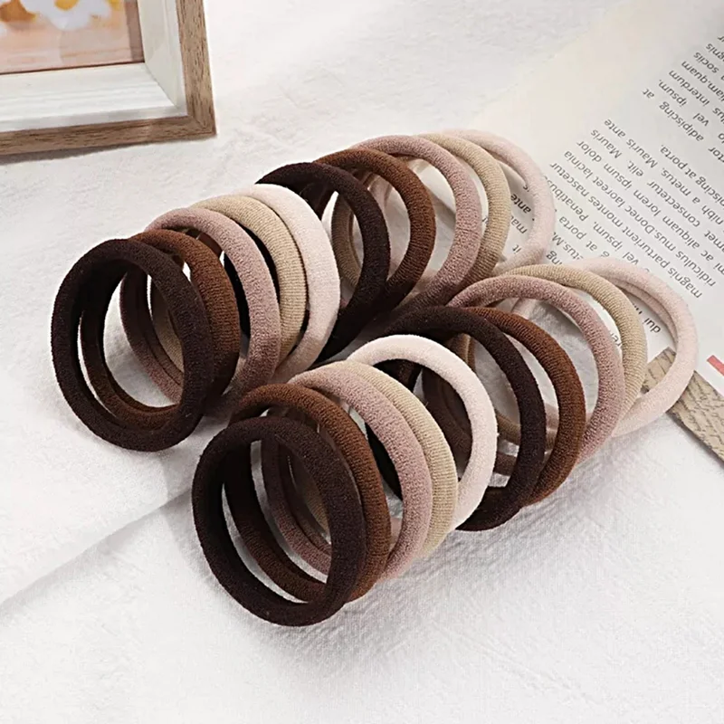 انجيلكا Women Brown Medium Size Towel Elastic Hair Clip Set 50 Pieces