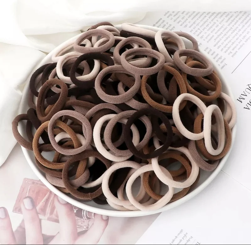 انجيلكا Women Brown Medium Size Towel Elastic Hair Clip Set 50 Pieces