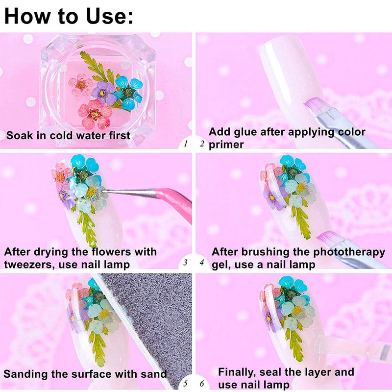 UNIME 12 Colors Dry Flowers Mini Real Natural Flowers Nail Art Supplies 3D Applique Nail Decoration Sticker for Tips Manicure Decor - Image 5