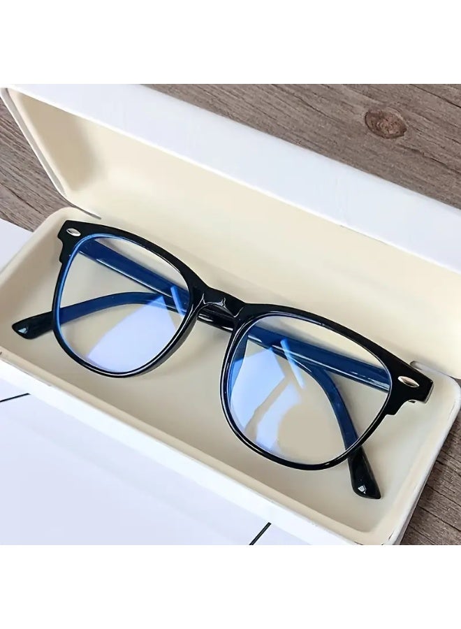 SCENT HOUSE Classic Square Glasses - Sleek Black Frame with Arms, Durable PC Material, Ideal for Casual, School & Business Use, Includes Case, Casual Eyewear|Casual Attire|Polycarbonate Lenses (Includes eyeglass case)
,blue lighe blocking glasses,eyeglasses - Image 1