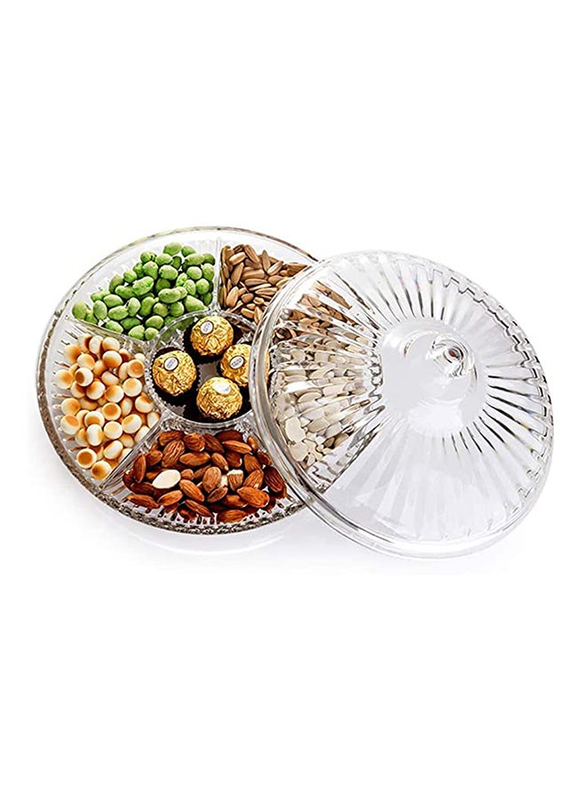 BLACKSTONE Acrylic Tray With 6 Dividers | Comes With Stylish Lid | Suitable For Storing Small Kitchen Items | Acrylic Multi Sectional Snack Serving Tray Ba4117 - Image 1