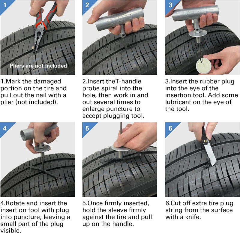 CKAuto مجموعة إصلاح الإطارات العالمية CKAuto، مجموعة أدوات الطوارئ الثقيلة لإصلاح الإطارات المثقوبة، 36 قطعة، مجموعة قيمة، مجموعة سدادات الإطارات تناسب السيارات، الدراجات النارية، الشاحنات، المركبات الترفيهية، إلخ. - Image 5