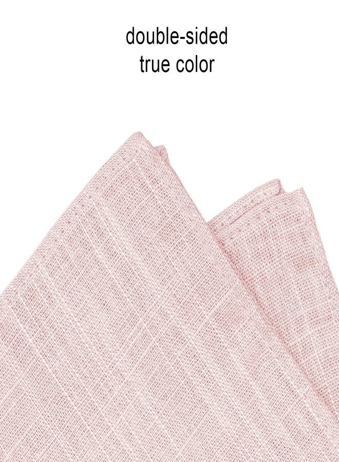 BELLUNO Blush Pink Pocket Square for Men, Cotton and Linen Blend - Image 2