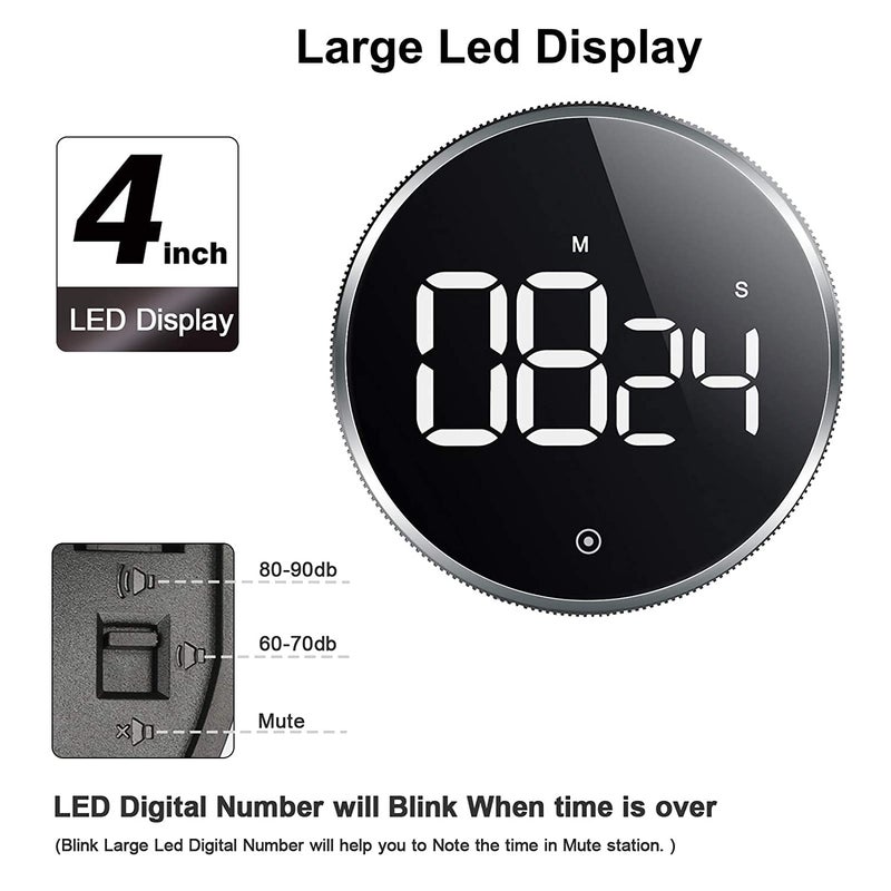 PROXIN Digital Kitchen Timers Visual timers Large LED Display Magnetic Countdown Countup Timer for Classroom Cooking Fitness Baking Studying Teaching Easy for Kids and Seniors - Image 2