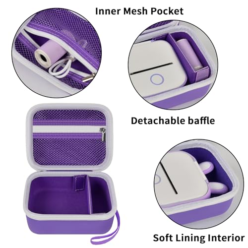 ANKHOH Label Maker Case for Memoking T02/ for Phomemo M02/ M02S/ M02 Pro/ Q30S/ for Nelko PM230/ for Anycash/for Ponek Mini Pocket Printer, Portable Sticker Paper Storage Holder - Box Only (Purple) - Image 3
