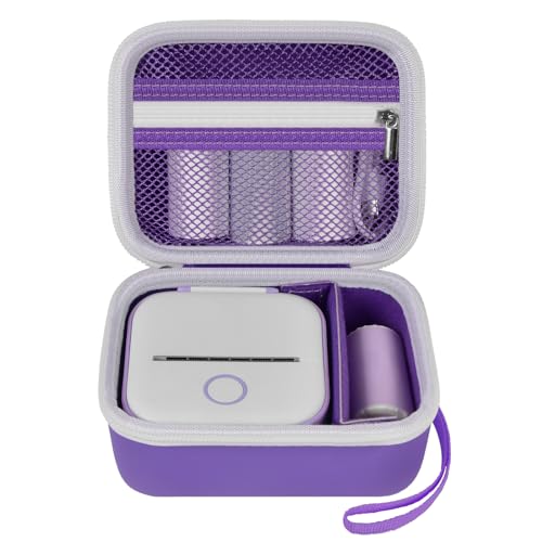 ANKHOH Label Maker Case for Memoking T02/ for Phomemo M02/ M02S/ M02 Pro/ Q30S/ for Nelko PM230/ for Anycash/for Ponek Mini Pocket Printer, Portable Sticker Paper Storage Holder - Box Only (Purple) - Image 1
