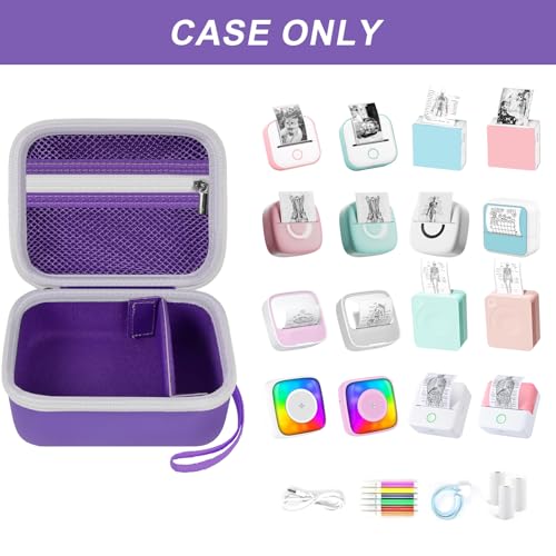 ANKHOH Label Maker Case for Memoking T02/ for Phomemo M02/ M02S/ M02 Pro/ Q30S/ for Nelko PM230/ for Anycash/for Ponek Mini Pocket Printer, Portable Sticker Paper Storage Holder - Box Only (Purple) - Image 2