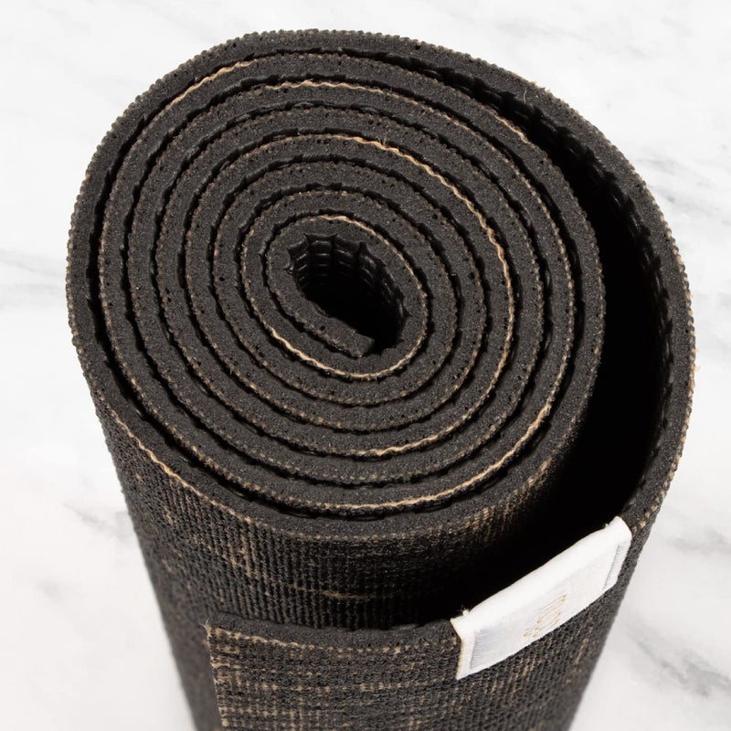 Myga Jute Yoga Mat - High Performance Vegan Floor Exercise Mat - Eco Friendly Biodegradable Yoga Mat with PVC Backing - 72" x 24" - 0.2" Thickness Black - Image 5