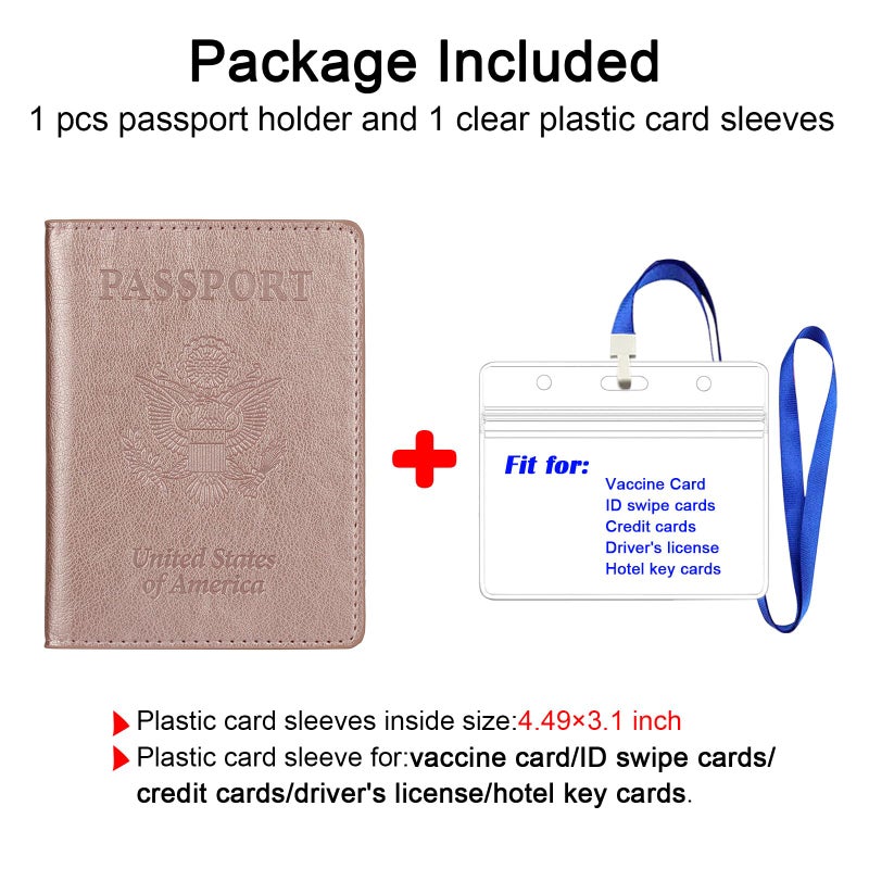 TIGARI Passport Holder for Travel Women Men, PU Leather Passport Wallet Cover Case Sleeve, Waterproof Protected Document Organizer, Family Vacation Plane Cruise Travel Essentials-Pink - Image 2