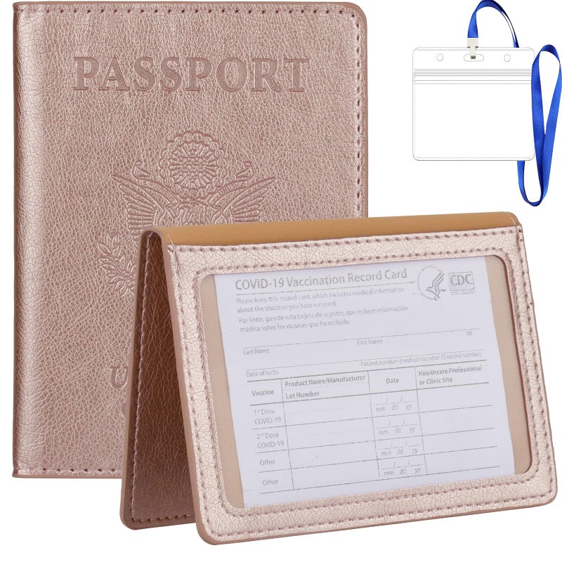 TIGARI Passport Holder for Travel Women Men, PU Leather Passport Wallet Cover Case Sleeve, Waterproof Protected Document Organizer, Family Vacation Plane Cruise Travel Essentials-Pink - Image 1