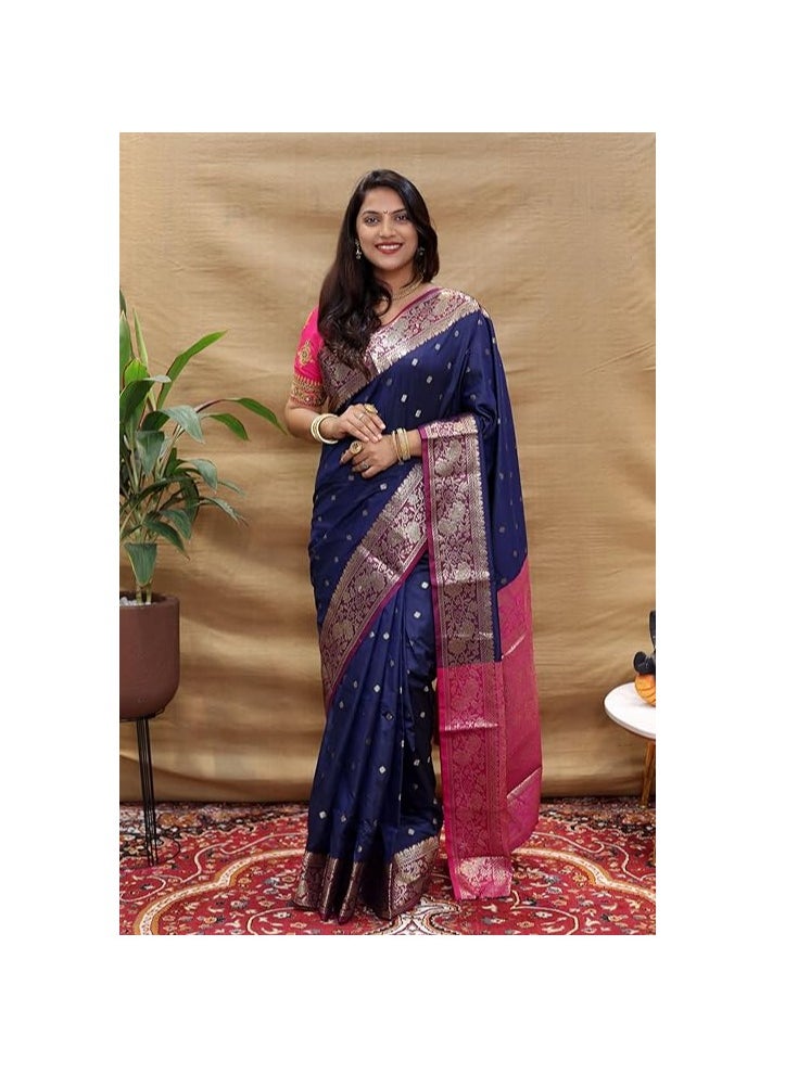 Accessorize Kingdom - Women's Banarasi Pattu Saree - Soft Cotton Party Wear with Blouse Piece for Weddings | Latest 2024 Collection - Image 1