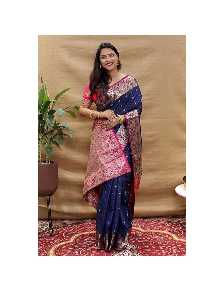Accessorize Kingdom - Women's Banarasi Pattu Saree - Soft Cotton Party Wear with Blouse Piece for Weddings | Latest 2024 Collection - Image 1