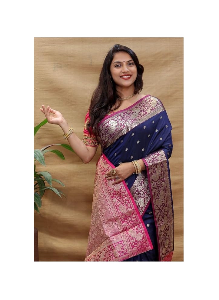 Accessorize Kingdom - Women's Banarasi Pattu Saree - Soft Cotton Party Wear with Blouse Piece for Weddings | Latest 2024 Collection - Image 1