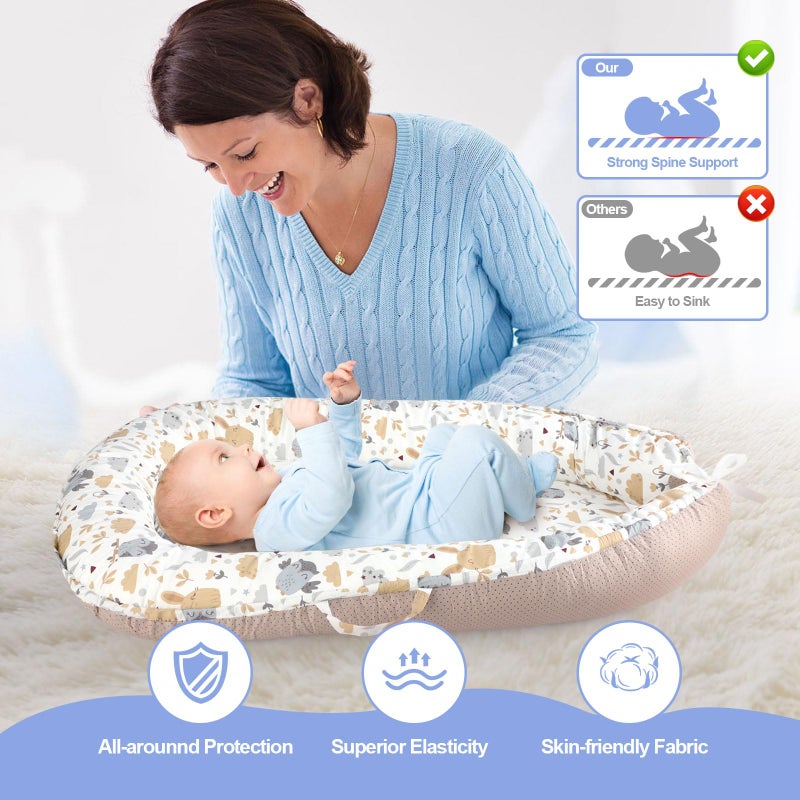 MAGINP Baby Lounger, Portable Baby Lounger for Newborn 0â€“24 Months, Infant Nest for Travel, Floor Time, and Crib Use, Baby Essentials for Home (Hoot) - Image 4