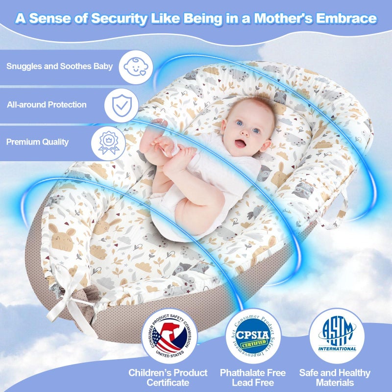 MAGINP Baby Lounger, Portable Baby Lounger for Newborn 0â€“24 Months, Infant Nest for Travel, Floor Time, and Crib Use, Baby Essentials for Home (Hoot) - Image 2