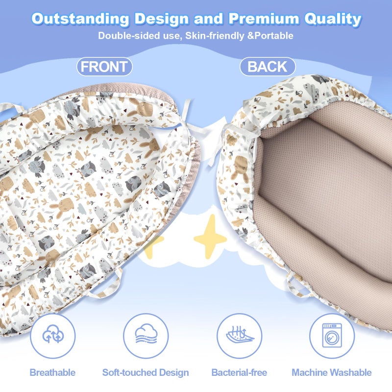 MAGINP Baby Lounger, Portable Baby Lounger for Newborn 0â€“24 Months, Infant Nest for Travel, Floor Time, and Crib Use, Baby Essentials for Home (Hoot) - Image 5