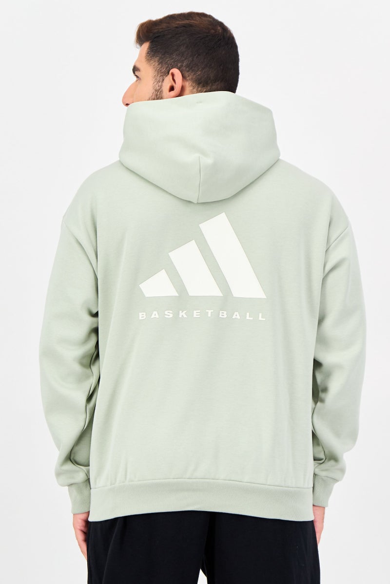 Adidas Men Sportswear Fit Long Sleeve Basketball Hoodie, Sage Green - Image 4
