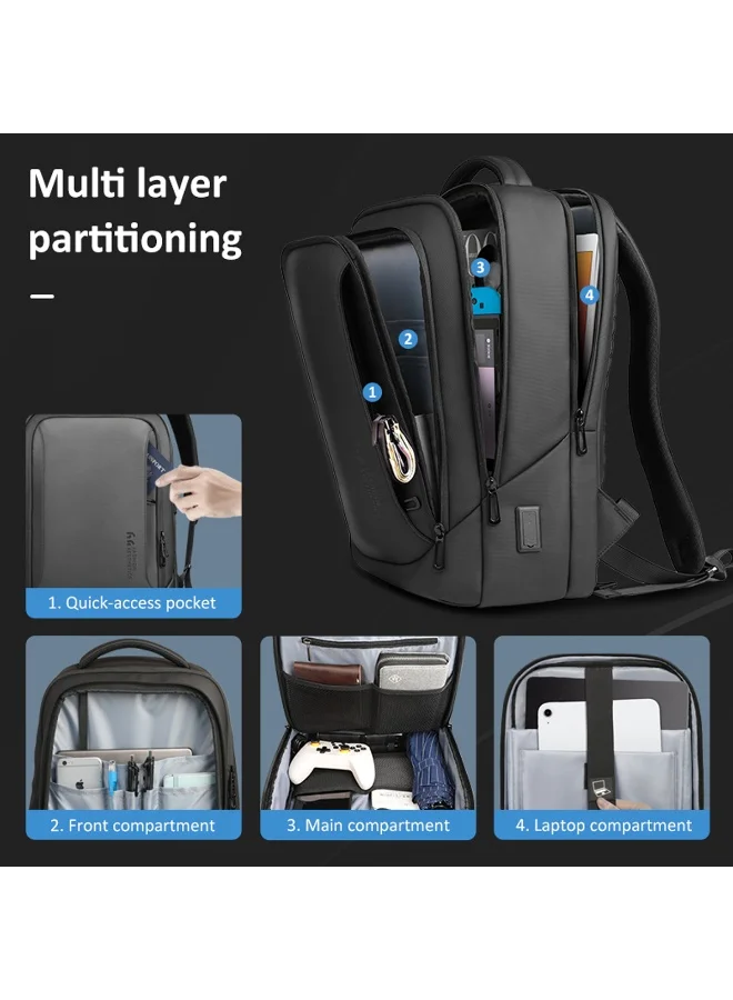 Mobcos Mobcos Back Pack Black 8511 Mobcos Back Pack Black 8511 Waterproof Anti-Theft Laptop Backpack with USB Charging Port – Slim Business Travel Backpack for Men & Women, Durable Oxford Leather Material, Lightweight Work & College Bag  | Best Price UAE