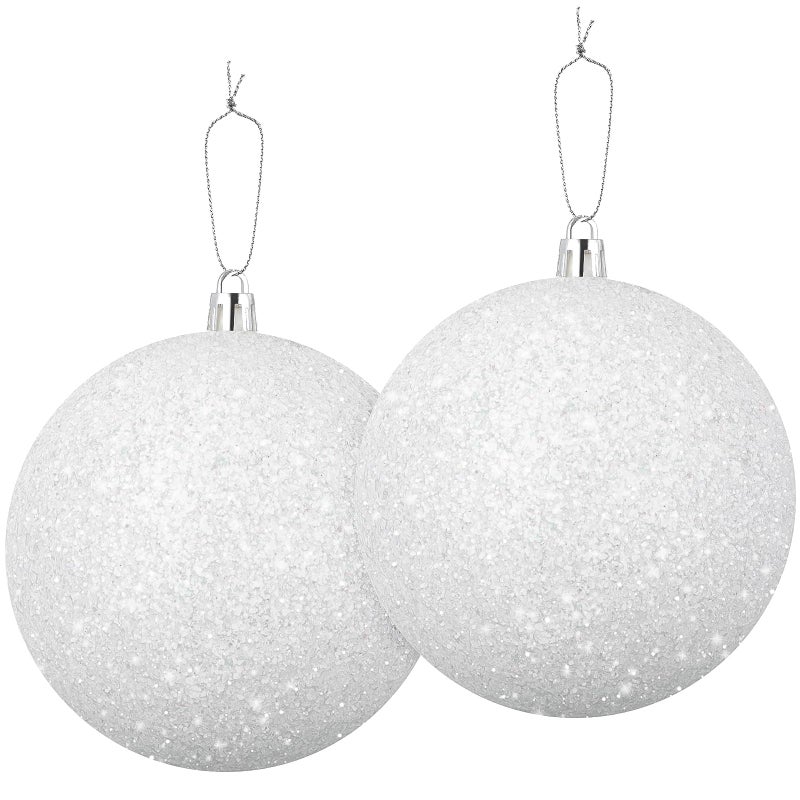 بيبتو BBTO GLITTER كرات عيد الميلاد الحلي الزخارف أبيض عيد الميلاد الزخارف الثلجية مجموعة مصغرة من البلاستيك عيد الميلاد معلقة ديكور موسمي لمستلزمات زفاف الشتاء الشتوية (12 PCS 4 بوصة) - Image 1