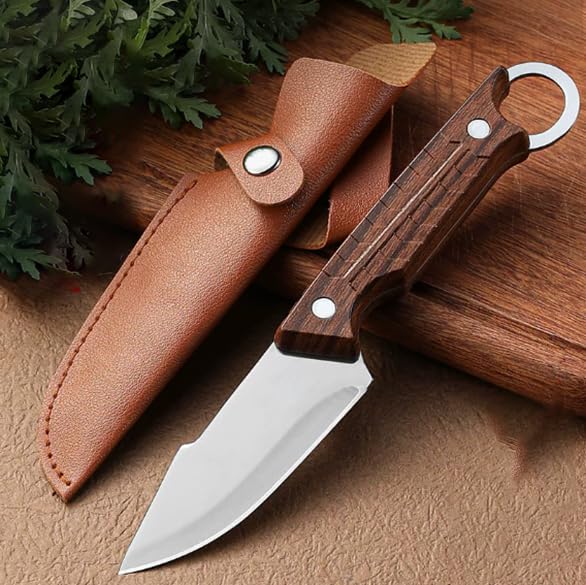 Machado Japanese Hand-Sharped Utility Knife with Leather Sheath | Full Tang Stainless Steel Drop Point Blade, ABS Plastic Handle | Multipurpose Kitchen, Meat, Vegetable & Outdoor Knife - Image 2