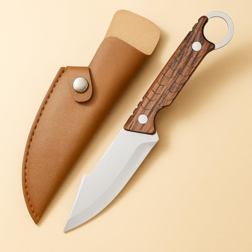 Machado Japanese Hand-Sharped Utility Knife with Leather Sheath | Full Tang Stainless Steel Drop Point Blade, ABS Plastic Handle | Multipurpose Kitchen, Meat, Vegetable & Outdoor Knife - Image 1