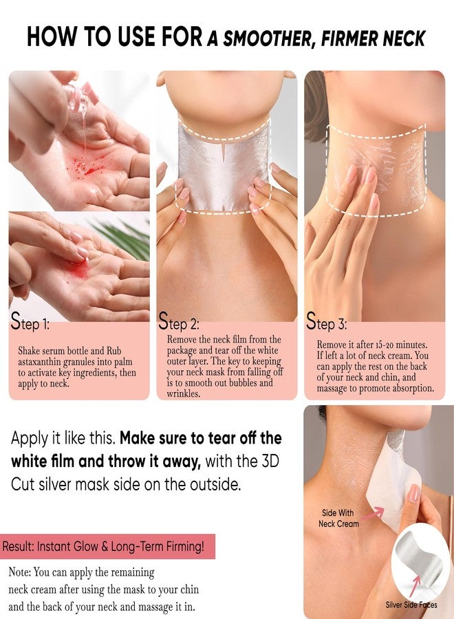 Misoour Neck Firming Mask with Collagen & Astaxanthin, 2 in 1 Anti-Wrinkle Neck Sheet Mask Set, Deep Hydration, Skin Tightening, Lifting & Moisturizing Care Patches for Daily Use & Travel, 5 Pack - Image 3