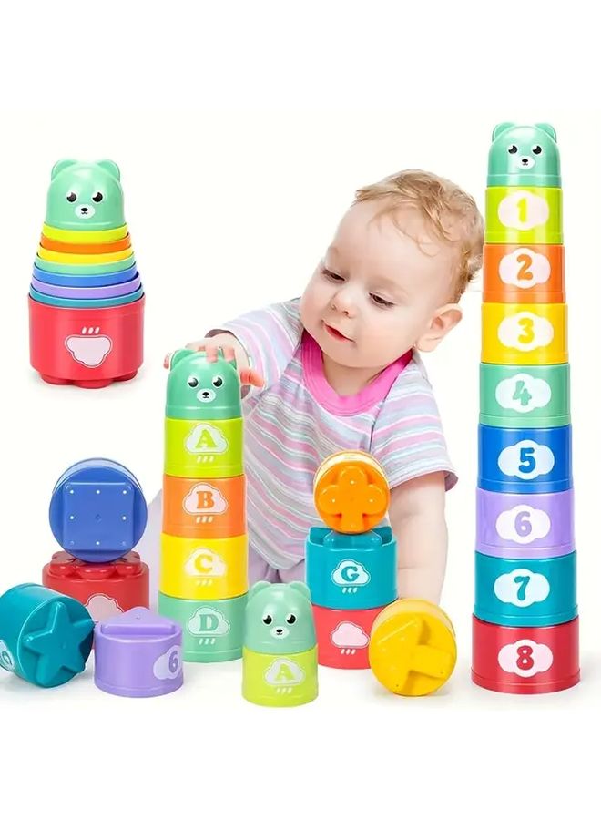 Stacking Cups Baby Toys With Numbers Shapes And Patterns For 6 To 18 Months Boys Girls - Image 1