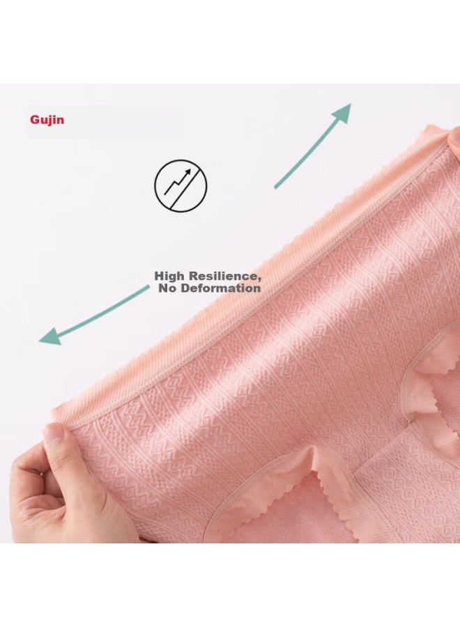 Gujin 3-pack Women's Cotton Jacquard Antibacterial Plus Size High Waist Mom Underwear For Middle-aged And Elderly Women With Tummy Control - Image 5
