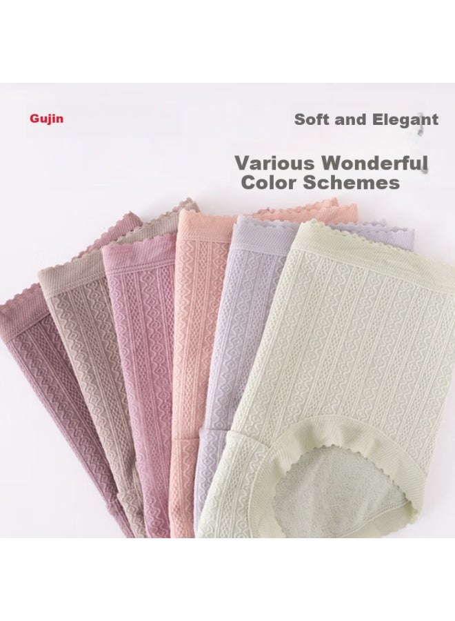 Gujin 3-pack Women's Cotton Jacquard Antibacterial Plus Size High Waist Mom Underwear For Middle-aged And Elderly Women With Tummy Control - Image 2