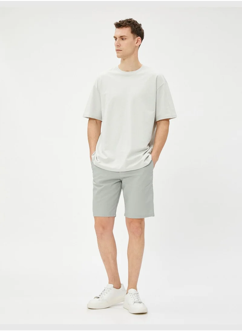 KOTON Linen Blend Bermuda Shorts Buttoned Pocket Detailed