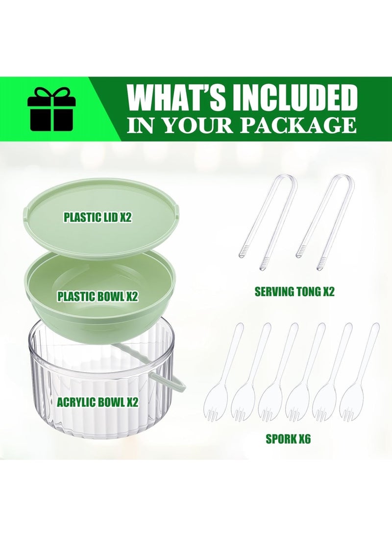 SYOSI Dip Chiller Bowl, Ice Serving Bowls with Lid, Cold Serving Dish with 2 Serving Tongs and 6 Spoons for Parties, Ideal for Hummus, Salsa, Pasta, Fit for Dips and Sauces, 2 Pack, 30 oz - Image 2