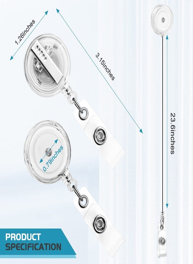 koorito 2 Pack Badge Reels Retractable with Swivel Alligator Clip Retractable Badge Holder Reel Clips for Teachers, Students, Office Workers (Translucent Clear) - Image 3