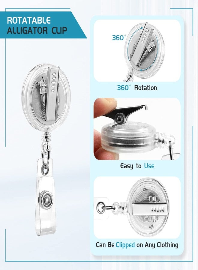 koorito 2 Pack Badge Reels Retractable with Swivel Alligator Clip Retractable Badge Holder Reel Clips for Teachers, Students, Office Workers (Translucent Clear) - Image 2