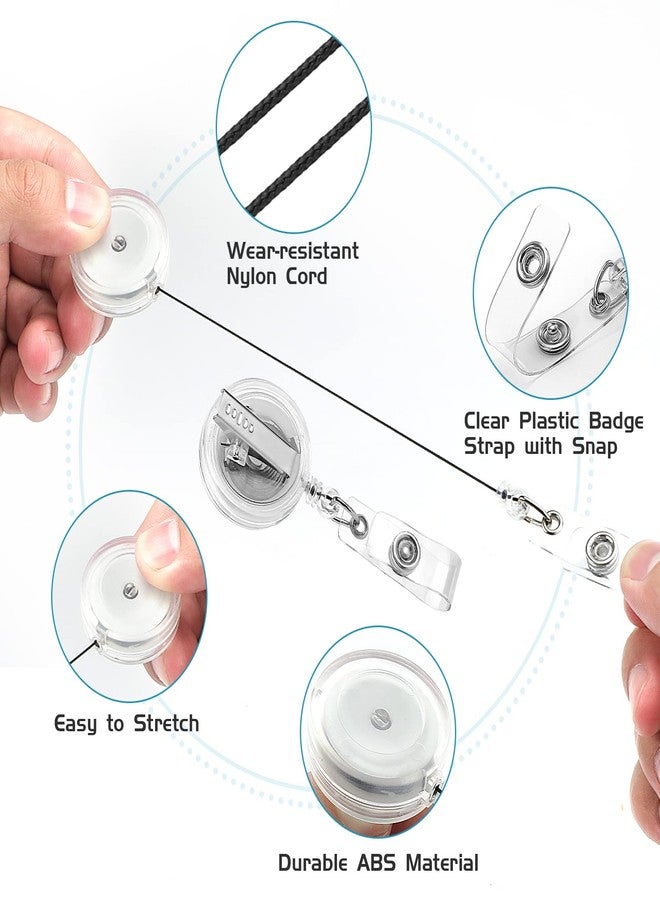 koorito 2 Pack Badge Reels Retractable with Swivel Alligator Clip Retractable Badge Holder Reel Clips for Teachers, Students, Office Workers (Translucent Clear) - Image 4