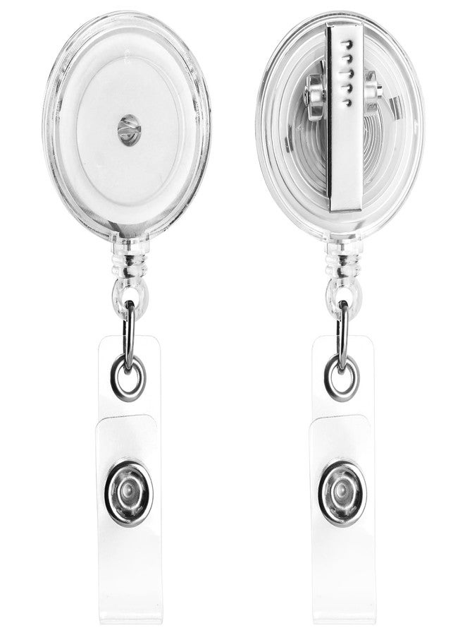 koorito 2 Pack Badge Reels Retractable with Swivel Alligator Clip Retractable Badge Holder Reel Clips for Teachers, Students, Office Workers (Translucent Clear) - Image 1