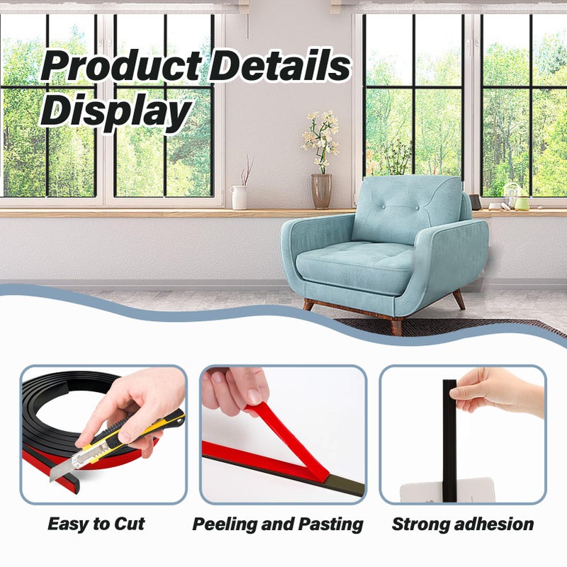 KEOHOLI 5 PCS Window Grid Kit, 32.8ft Peel and Stick Window Grids, DIY Window Grille Inserts Grid Kit, Cuttable Wall Trim Molding Door Frames (Black) - Image 5
